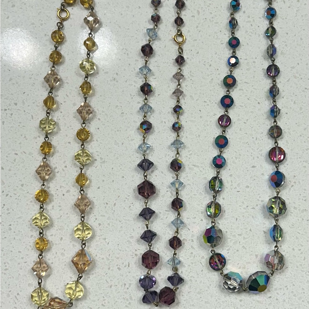 Vintage Aurora Borealis Beaded Necklace Set
